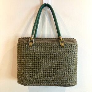 MOOK All Over Beading Handbag Multiple Interior Pockets Zipper Closure Purse Bag